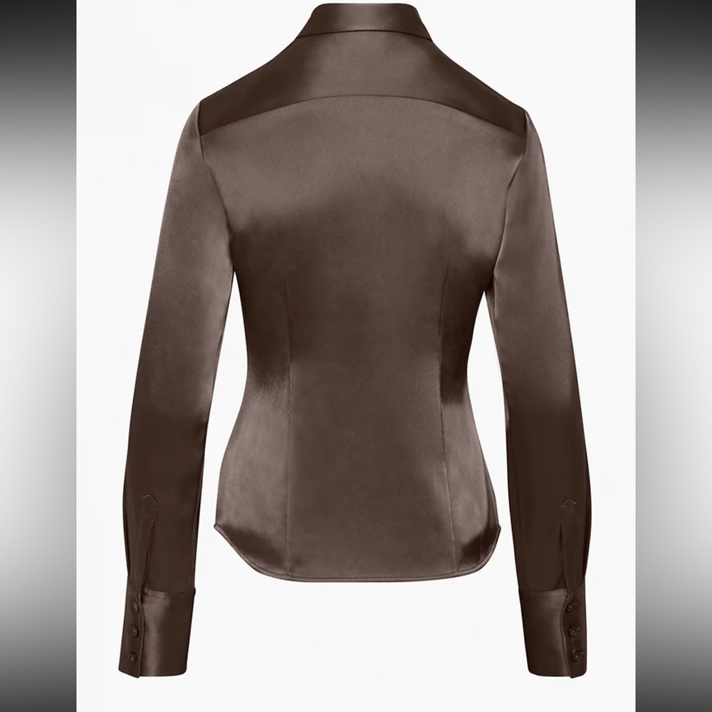 Aritzia Babaton Satin Industry Shirt in Rich Mocha Brown - Worn Once - Picture 8 of 8